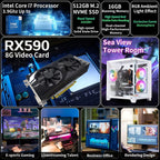 Prebuilt Gaming PC Desktop Computer Intel Core i7 Desktop Operating at A Frequency of 3.4-3.9 GHz RX590 Graphics Card with 8GB GDDR5 Video Memory 16GB RAM  512GB SSD WiFi 5.0 RGB Fan x4