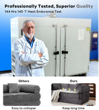 Tbfit Boneless Sofa Bed, Corduroy Compress Couch with Wide Armrests & 2 Pillows, Deep Seat Couches for Living Room, Gray