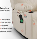 MCombo Small Power Lift Recliner Chair Sofa with Massage and Dual Heating, Adjustable Headrest for Elderly People Petite, USB Ports, Faux Leather 7111 (Cream White)