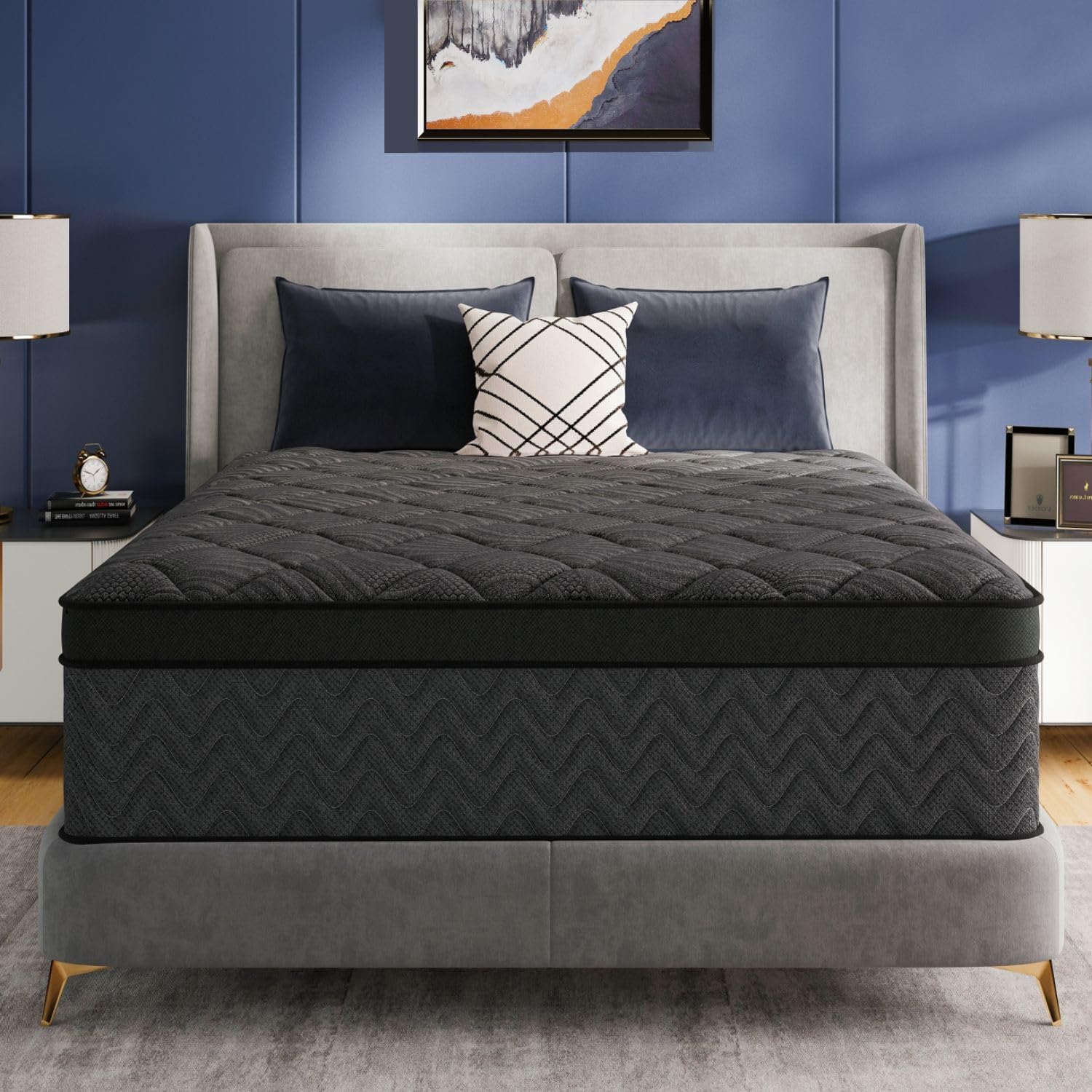 King Mattress, 14 Inch Luxury Hybrid King Size Mattress in a Box, Medium Firm Mattresses with Cooling Gel Memory Foam & Pocket Springs, Double Additional Support, 365-Night Trial