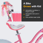 RoyalBaby Girls Bike, Stargirl EZ Kids Bike Balance and Pedal Bicycle with Basket and Dual Handbrake, 12 14 16 18 Inch Toddlers to Big Kids 3-8 Years, Multiple Colors