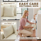 78" Modular Sectional Sofa, Cloud Couch Loveseat Sofa with 2 Movable Ottoman, Comfy Chenille Deep Seat Sofa with Throw Pillows, 4 Seat Modern Couches for Living Room, Bedroom and Apartment, Beige
