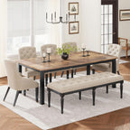 GarveeHome Industrial Dining Table for 6-8 People, 78.7 in Long Kitchen Table with Sturdy Metal Frame & Rustic Brown Finish - Seats 6 Rectangular Counter for Dinner, Easy to Install(Only Table)