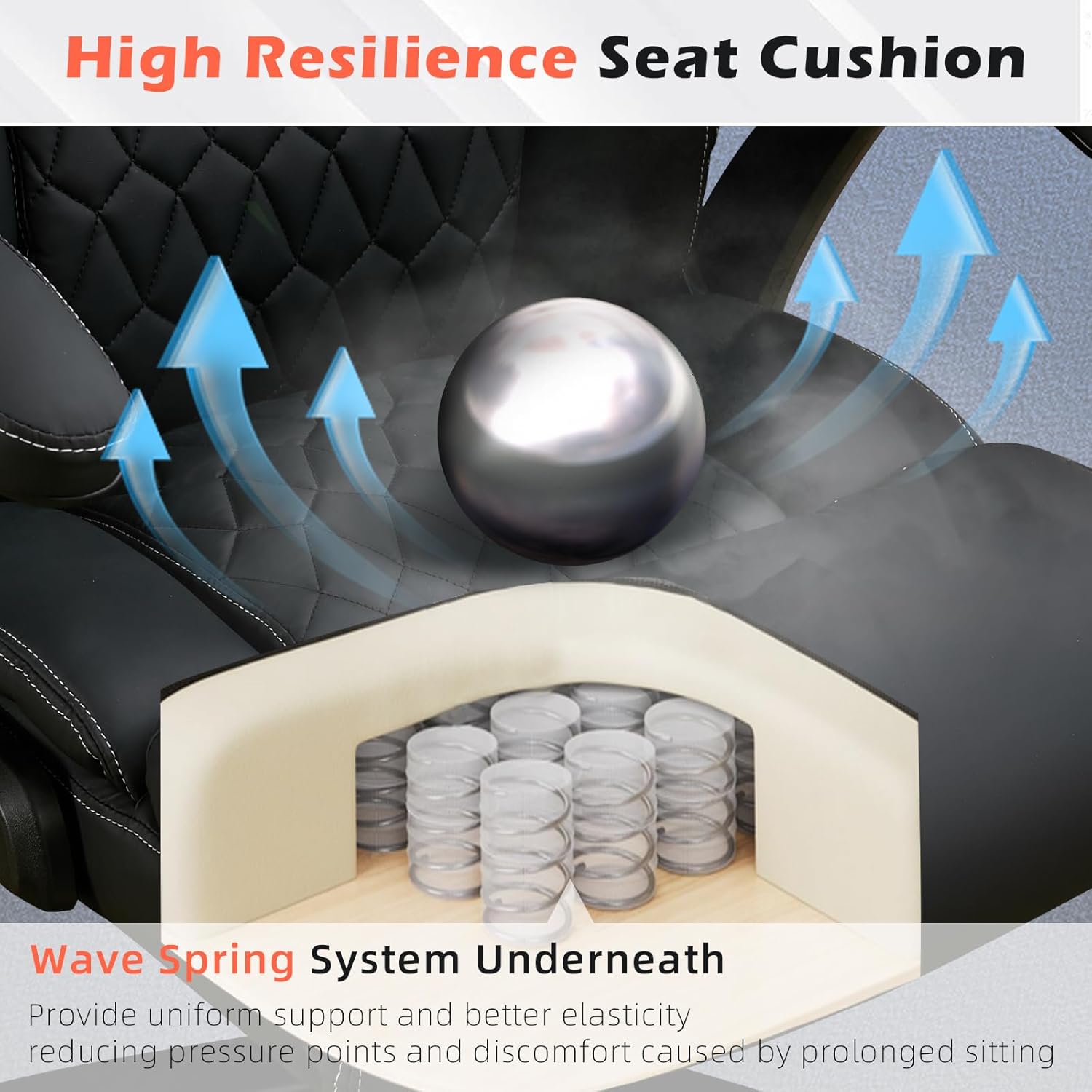 700lbs Big and Tall Office Chair - Heavy Duty Executive Desk Chair with Inflatable Lumbar Support, Extra Wide Padded Seat, Flip-up Arms, Metal Base & Quiet Rubber Wheels, High Back Ergonomic Chair