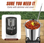 Stainless Steel 60QT Crawfish Boiler Kit, Waterproof Cover & 12-inch Skimmer, 110,000BTU Propane Burner Stove, 0-20PSIG Regulator, Seafood Boil Pot, Crab Boil Pot with 50QT Basket