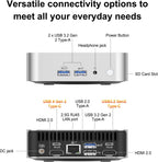 GEEKOM A6 Mini PC with AMD Ryzen 7 6800H  16GB DDR5 RAM (Upgradable  Not LPDDR)  1TB PCIe 4.0 NVMe SSD  Compact Aluminium Design Windows 11 Pro Desktop Computer with USB4/8K/Wi-Fi 6E/BT 5.2/SD Slot