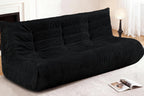 Bean Bag Chair,Giant Beanbag Chairs for Adults,Comfy Large Fireside Chair Lazy Sofa,Corduroy Bean Bag Lounger with Memory Foam Filled,Floor Sofa Couch for Home,Living Room (Black, 3-Seater)