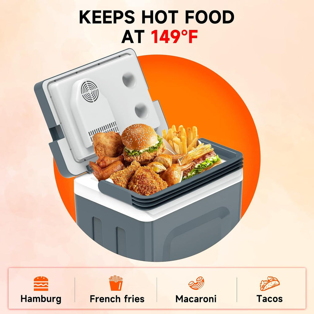 25L Portable Electric Cooler & Warmer, Small Refrigerator with Handle, 110V AC and 12V DC Car Fridge, Camping/Outdoor/Travel Cooler for Vehicles & Trucks, Grey