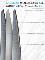 HOSHANHO Damascus 3 Pieces Knife Set, Professional 67-Layer Damascus Steel Kitchen Knife Set, Ultra Sharp Japanese Chef Knives Set with Ergonomic Blue Resin Stabilized Handle & Wood Gift Box