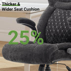 Office Chair, Big and Tall Executive Chairs with Lumbar Support for Back Pain, Breathable Fabric Desk Computer Chair with Adjustable Flip-up Armrests,Wide Cushion Swivel Home Office Chair Black,Black