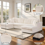 123" U-Shaped Modular sectional Sofa, Two L-Shape Chaise with 2 Cloud Couch sectional with Two Pillows, couches for Living Room (Beige)