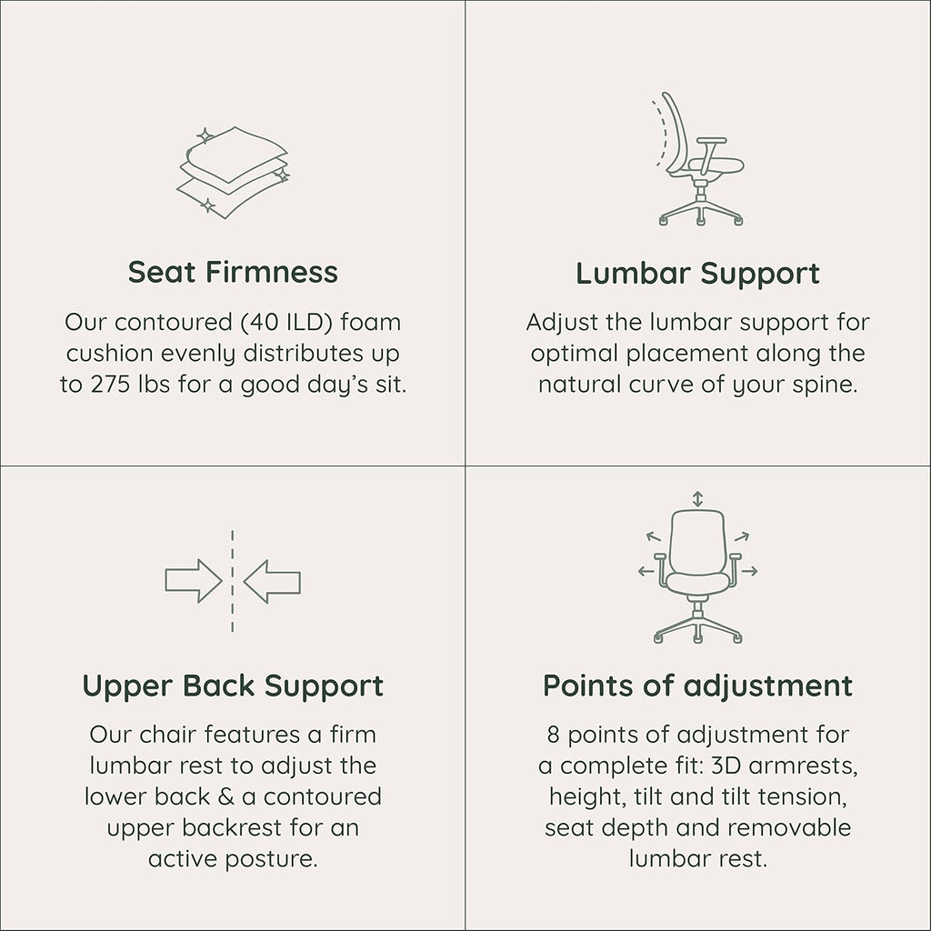 Branch Ergonomic Chair - A Versatile Desk Chair with Adjustable Lumbar Support, Breathable Mesh Backrest, and Smooth Wheels - Experience Optimal Comfort and Support - Sand - White