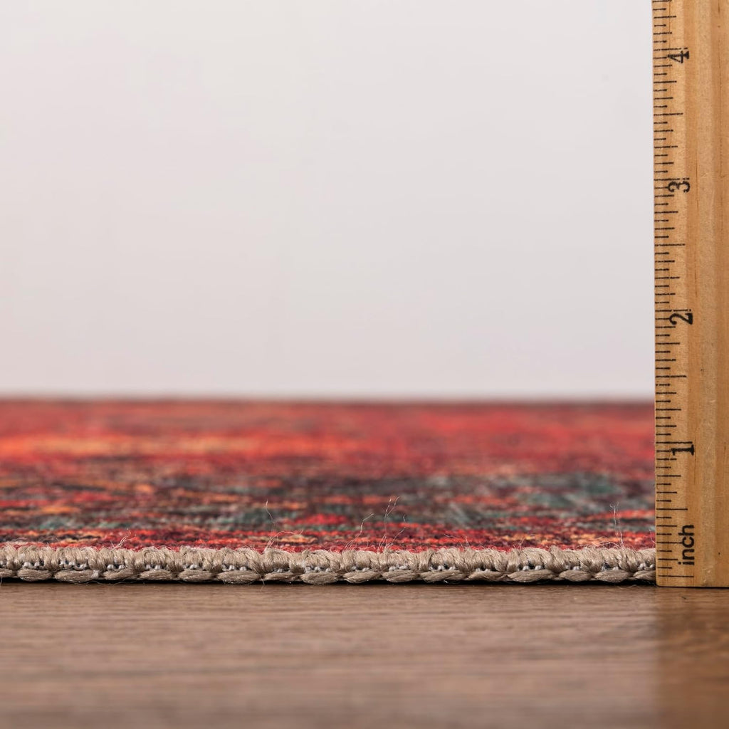 Keen Home Design 8x10 Rug - Machine Washable Area Rug with Non-Slip Backing, Ideal for Living Room, Dining Room, Bedroom - Vintage, Easy Clean, Durable, Low Pile Rug - (8' x 10')