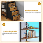 ADORNEVE Bunk Bed with Desk, Full Over Full Bunk Beds with Charging Station & Led Lights, 4 Storage Drawers & 2 Open Storage Shelves, Metal Loft Bed with Safety Guardrail & Ladder for Kids/Teen, Black