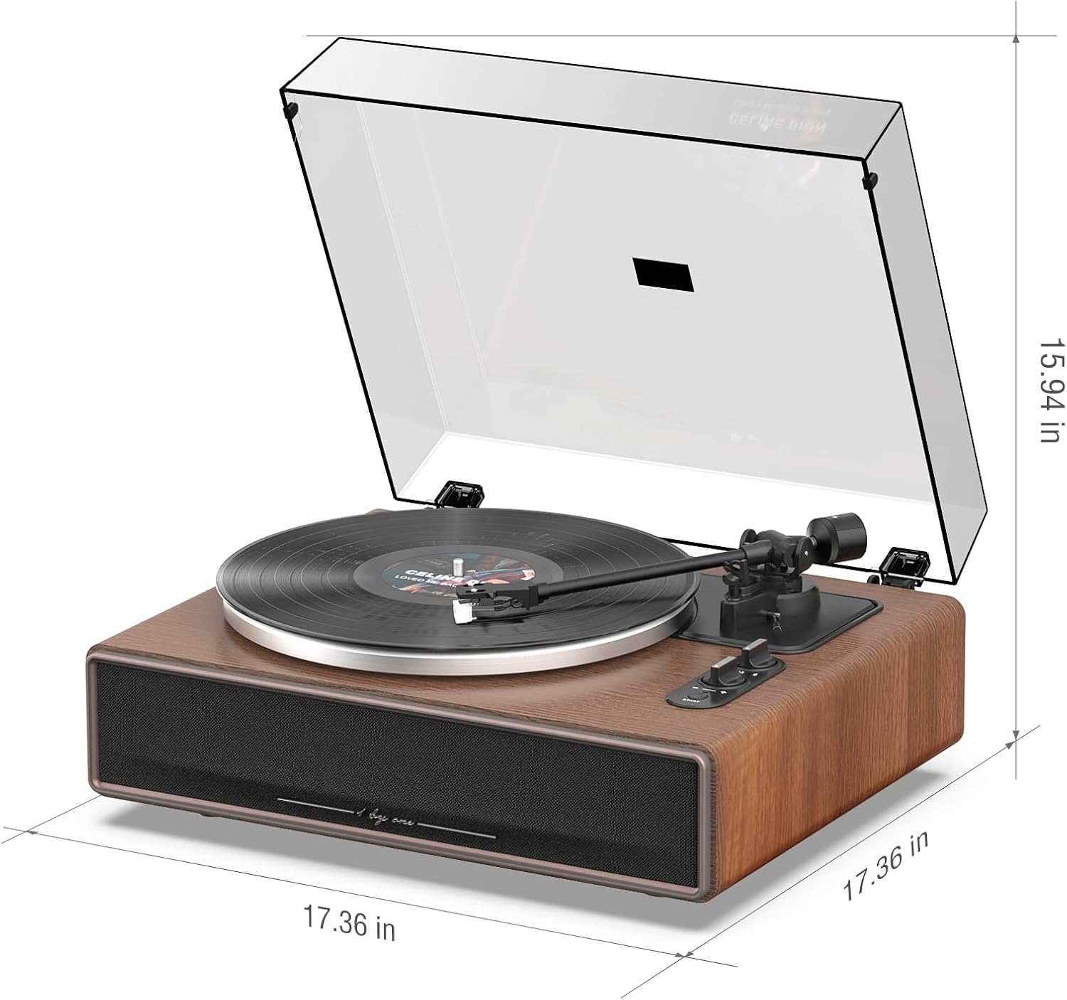 1 by ONE High Fidelity Belt Drive Turntable with Built-in Speakers  Vinyl Record Player with Magnetic Cartridge  Wireless Playback and Aux-in Functionality  Auto Off