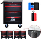 4-Drawer Rolling Tool Chest, Black & Red Modular Tool Box with Wheels, Heavy-Duty Rolling Tool Cabinet for Garage & Workshop Storage