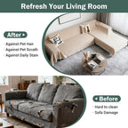 MEETSKY Sectional Couch Covers L Shape, 2 Pieces Chenille Washable Sofa Covers, Furniture Protector for Pets, Kids, Sofa Slipcover for 3-4 Cushion Couch (XX-Large, 71"x118"+91"x134", Khaki)