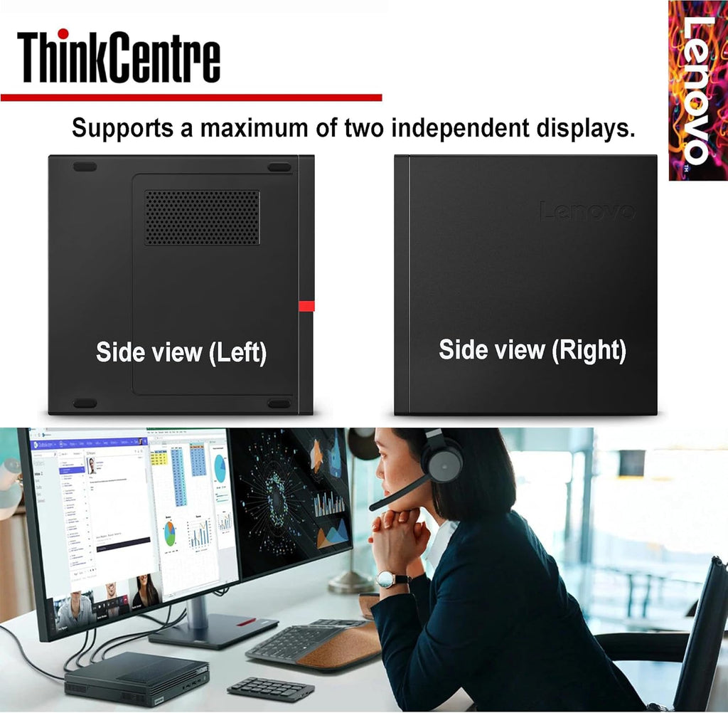 Lenovo ThinkCentre Micro Desktop  16GB DDR4 RAM  512GB SSD Drive  AMD Processor & Graphics  Dual-Display Support  Wi-Fi  Bluetooth  USB  RJ-45  Windows 11 Pro  Business-Grade  Home-Friendly