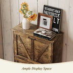 Semiocthome Farmhouse Shoe Storage Cabinet with 2 Flip Drawers, 23.6"(W) Freestanding Shoe Organizer with Barn Door and Metal Handles for Entryway, Corner Narrow Shoe Rack Cabinet - Rustic Brown