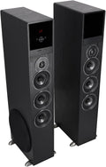 Rockville TM150B Powered Home Theater Tower Speaker System  Black  1000W  10" Subwoofers  Bluetooth  USB/SD Playback  FM Radio  Remote Control  Karaoke Ready  Perfect for Home Entertainment