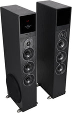 Rockville TM150B Powered Home Theater Tower Speaker System  Black  1000W  10" Subwoofers  Bluetooth  USB/SD Playback  FM Radio  Remote Control  Karaoke Ready  Perfect for Home Entertainment