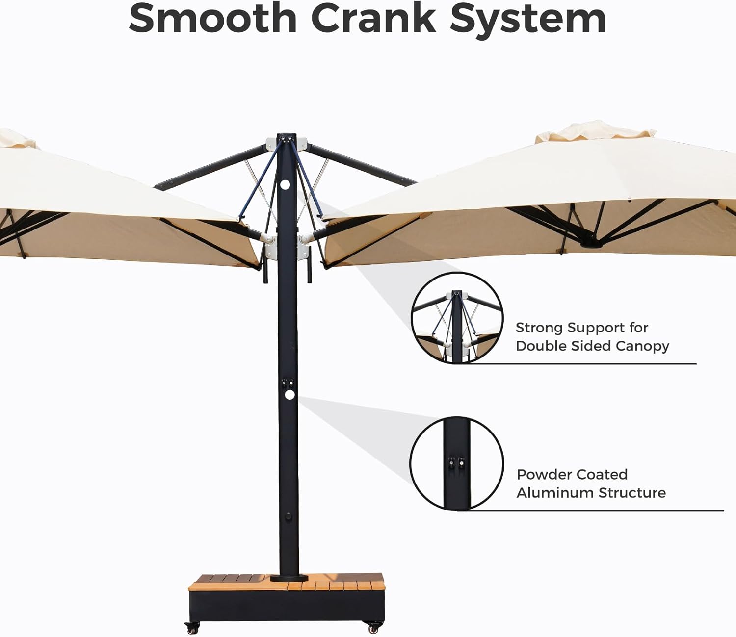 Grand patio 10x10 FT Large Patio Umbrella with Base, Double-Sided Outdoor Cantilever Aluminum Umbrella, Offset Umbrella with Cover for Commercial Use, Poolside, Deck, Backyard, Black