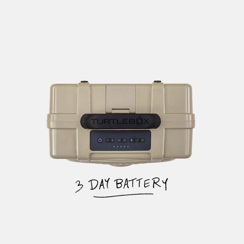 Turtlebox Original Gen 3: Portable Outdoor Bluetooth Speaker – Ultra-Loud (120dB)  Waterproof (IP67)  Rugged  Impact-Resistant  3-Day Battery | Party Mode: Unlimited Pairing for Stereo Sound  Tan
