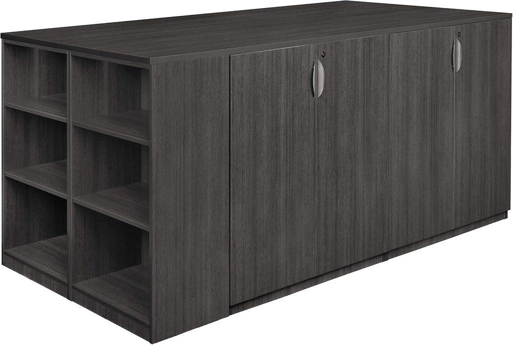 Regency Legacy Stand Up Storage Cabinet Quad with Bookcase End- Ash Grey