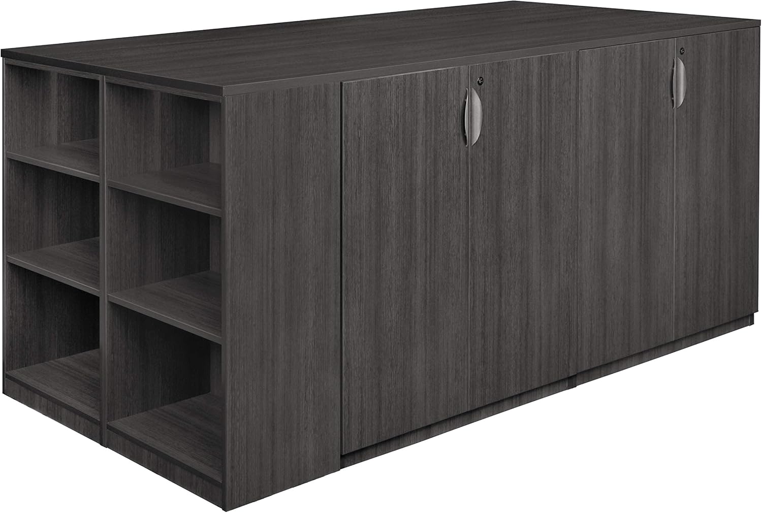 Regency Legacy Stand Up Storage Cabinet Quad with Bookcase End- Ash Grey