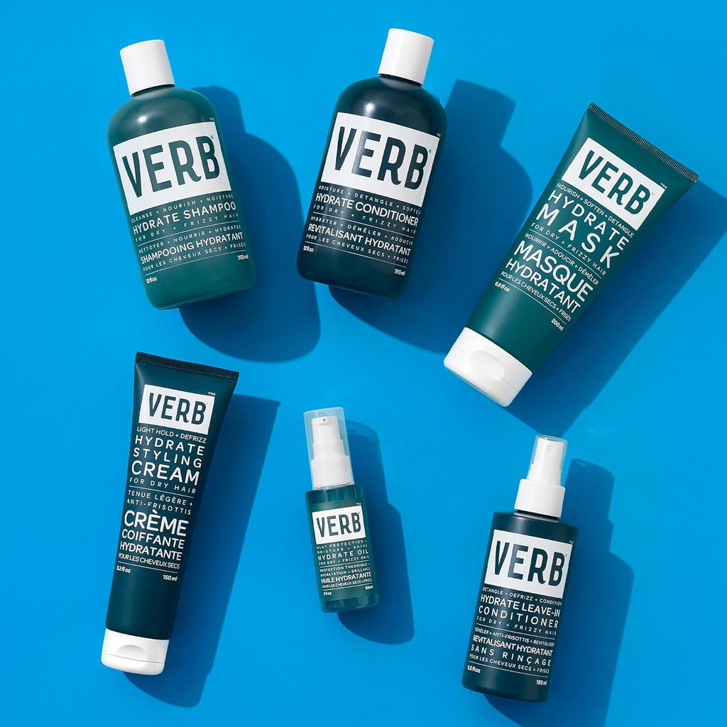 VERB Hydrate Shampoo + Conditioner Duo - Cleanses + Nourishes Dry + Frizzy Hair to Smooth + Reduce Frizz - Amber + Warm Jasmine Scent