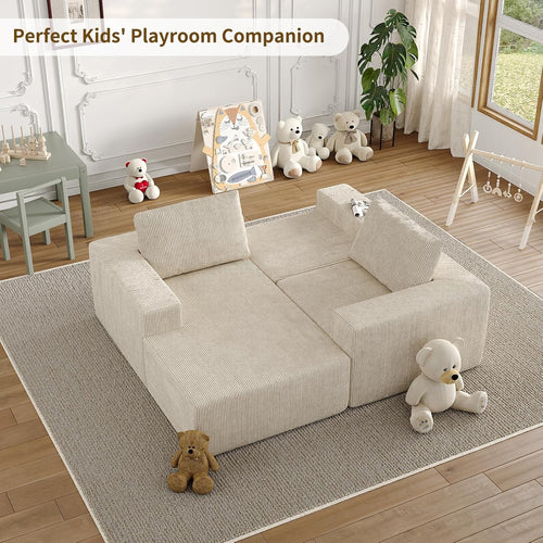 107" L-Shaped Boneless Couch, Cloud Modular Sectional Sofa with Chaise, Upholstered - No Assembly, Deep Seat, Soft Cushions & Backrest, for Living Room, Beige