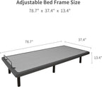 ESHINE Adjustable Bed Frame Smart Bed Twin XL - Upholstered Bed Base with Massage, Wireless Remote, Ergonomic Foot&Head Incline, Zero Gravity, Dual USB Ports, Under Bed Light, 3100 Series Grey