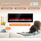 Cheerway 72'' Smart WiFi Electric Fireplace Heater, Wall Mounted & Recessed Electric Fireplace Insert w/Timer, Child Lock, Crackling Sound, App & Remote Control, Adjustable Flame,1500W