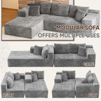 VICTONE 108” Cloud Sectional Couches, Boneless Couch Modular L-Shaped Sofa with Deep Seat, Modern Comfort Upholstered Sofas for Living Room, No Assembly Required (Corduroy, Grey)