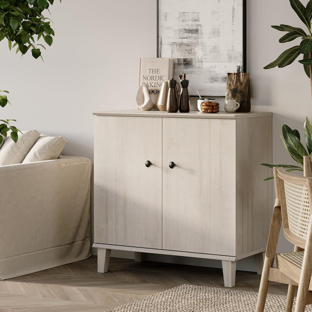 Modern Storage Cabinet 3 in 1 Buffet Storage with Wood Legs and Adjustable Shelf for Dinnig Room Living Room Entryway,Beige Oak