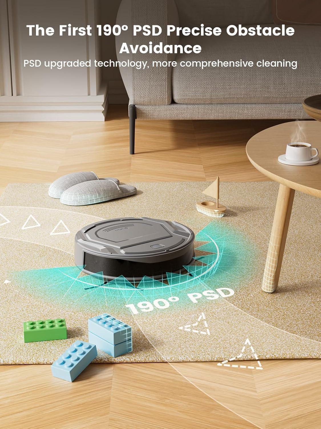 Lefant Robot Vacuum Cleaner, 120 Mins Runtime, Compact Design, Low Noise, Powerful Suction, Wi-Fi/App/Voice Control, Self-Charging, Scheduled Cleaning, Ideal for Pet Hair and Hard Floors, M210 Black