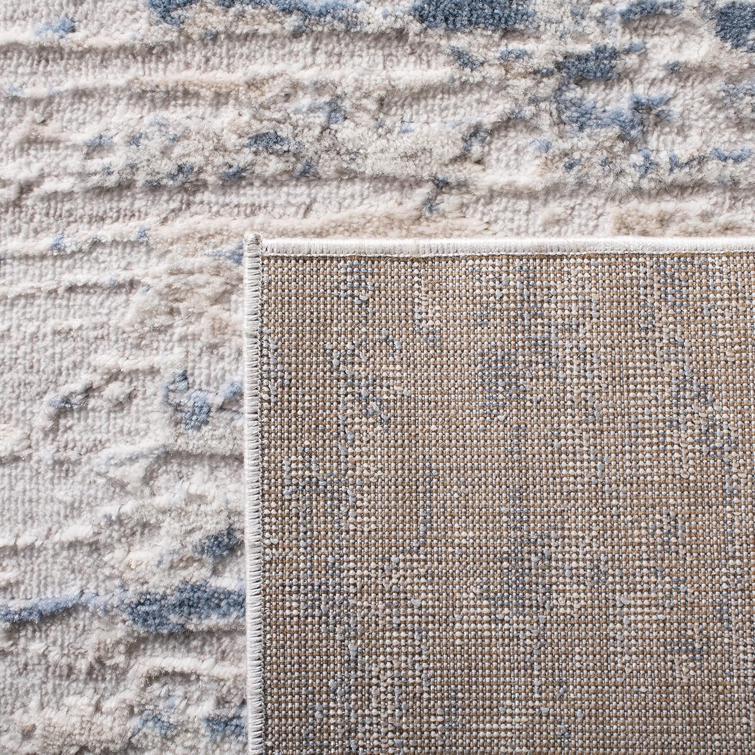 SAFAVIEH Amelia Collection Area Rug - 9' x 12', Ivory & Blue, Modern Abstract Design, Non-Shedding & Easy Care, Ideal for High Traffic Areas in Living Room, Bedroom (ALA768A)