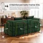 6-in-1 Convertible Sleeper Sofa Bed, Corduroy Folding Mattress Couch with Fixed-Shape Frame, Modular Foldable Boneless Couch, Loveseat Couches with 2 Pillows, for Living Room, Bedroom, Green