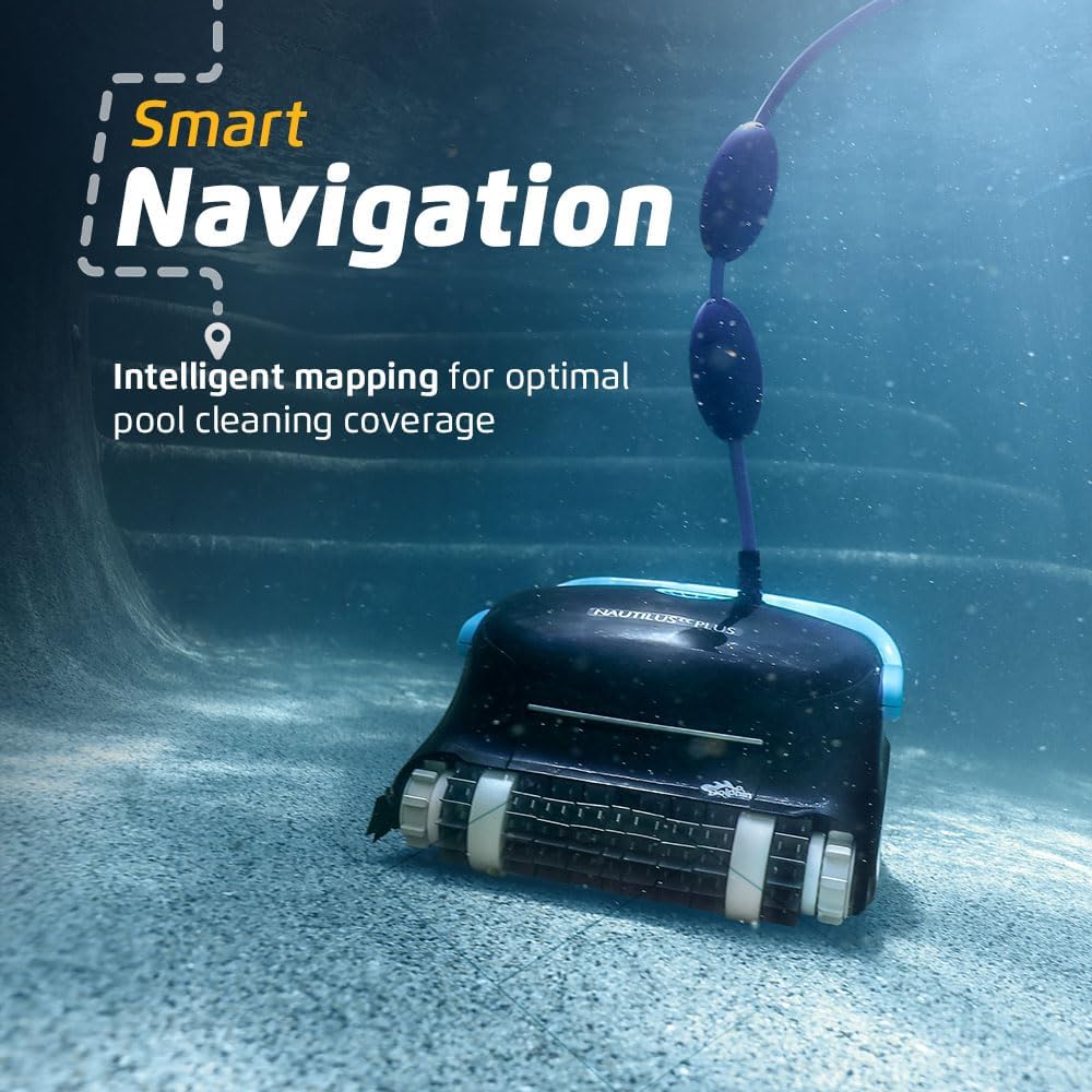 Dolphin Nautilus CC Plus Robotic Pool Vacuum Cleaner with Wi-Fi Control — Included Universal Caddy for No-Hassle Storage — Ideal for Above/In-Ground Pools up to 50 FT in Length