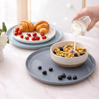 AmorArc Ceramic Dinnerware Sets for 4, 12 Pieces Handpainted Plates and Bowls Set with Rustic Terracotta Underside, Scratch Resistant Stoneware Dishes Set, Dishwasher & Microwave Safe, Multi-Color