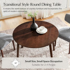 HULALA HOME Round Dining Table for 4, 42" Brown Wood Kitchen Table with Rubber Wooden Legs Small Circle Dinner Coffee Writing Table Space Saving Dinette for Dining Living Room - Acorn