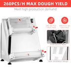 Garvee Commercial Pizza Dough Roller Sheeter, Max 16", Automatic 370W Electric Pizza Dough Roller, Stainless Steel, Suitable for Noodle, Pizza Bread and Pasta Maker Equipment