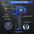 Prostormer Tool Set with 8V Cordless Drill, 369-Piece Home Tool Kit with Drill Driver, Toolbox Storage Case with Drawer, General Household Tools for Home Repairs and DIY, Handyman (Blue)