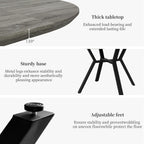 Extendable Round Dining Table Set for 6 People, 43.3"-59.1" Extendable Kitchen Table with 6 Upholstered Chairs, Space Saving for Kitchen Dining Room (Grey Table+6 Brown Chairs)