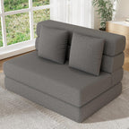 Folding Sofa Bed, Convertible Sleeper Chair & Couch Bed with Pillow, One-Piece High-Density Sponge Mattress, Multi-Purpose Floor Sofa for Living Room, Office, Dorm, Apartment, Grey, Single