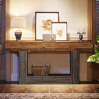Tribesigns 63" Console Table, Farmhouse 2-Tier Entryway Table with U-Shaped Base, Narrow Long Wood Sofa Table Behind Couch Table for Living Room, Hallway, Foyer, Vintage Brown & Gray | Farmhouse, Entryway Table, Narrow, Long, Sofa Table, Behind Couch
