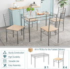 Giantex 5 Piece Dining Table Set, Kitchen Dining Set with Tempered Glass Table Top and 4 Chairs, Dinette Set for 4 for Breakfast Nook Dining Room Kitchen (Transparent)