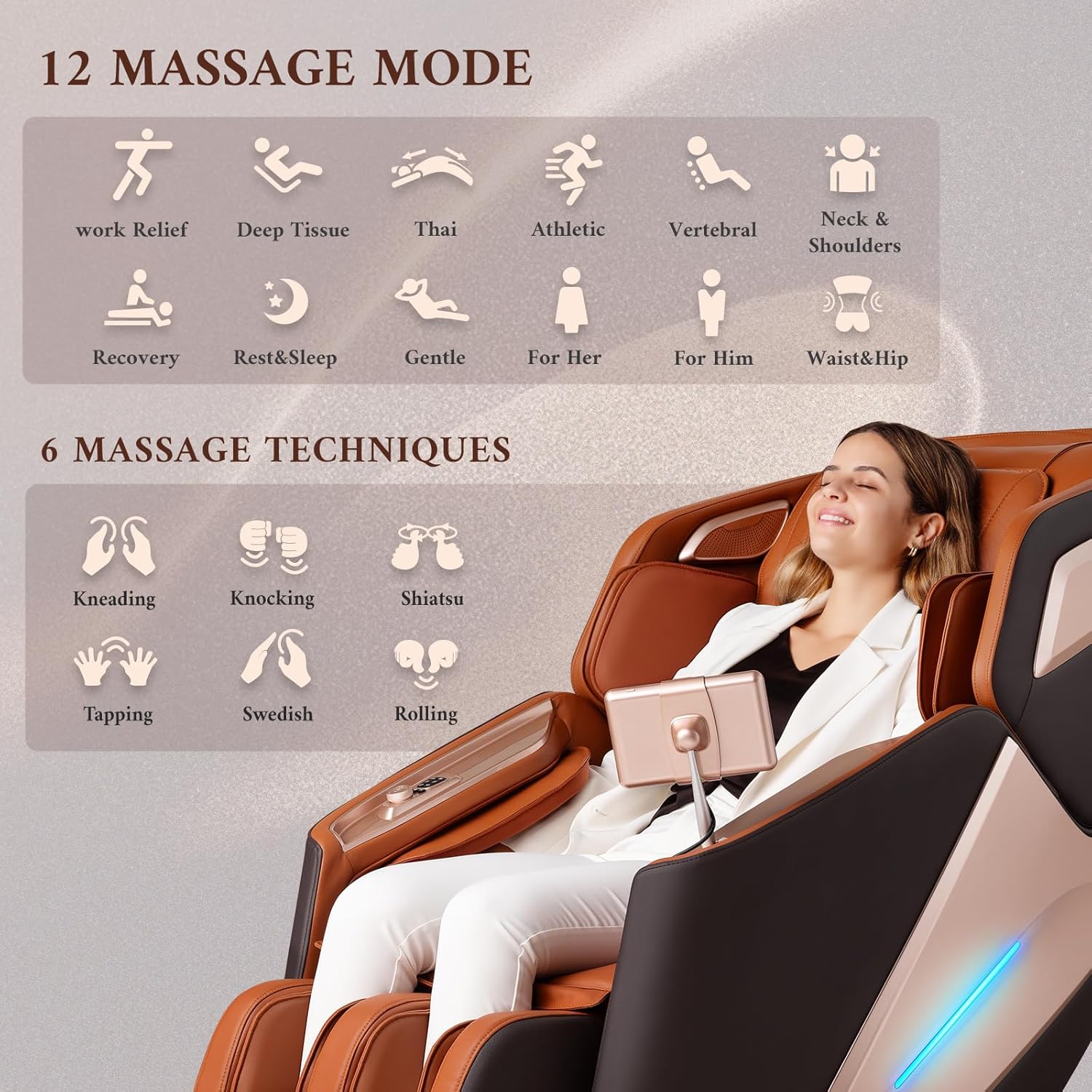4D Massage Chair  Full Body Massage Chair  Zero Gravity Recliner w/ Intelligent Voice Control  53.14" SL Track  Electric Calfrest Extension  12 Auto Modes  USB Type-C  Bluetooth Speaker  TFT Screen