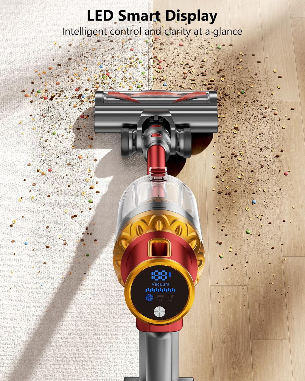 Cordless Vacuum Cleaner, 580W 50Kpa 65Mins Vacuum Cleaner for Home, Stand-Free Stick Vacuum, OLED Display, Auto Scrap Dust Tech, Lightweight, Anti-Tangle Vacuum Cordless for Woodfloor Carpet Pet Hair