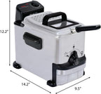 T-fal Compact EZ Clean Stainless Steel Deep Fryer with Basket for Home Use, 1.8 Liter Oil and 1.7 Pound Food Capacity, 1200 Watts, Easy Clean Temp Control, Oil Filtration, 1.8 L